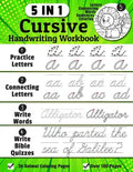 Cursive Handwriting Workbook: 5-in-1 Cursive Handwriting Practice Books Beginning to Master For Kids: Tracing Letters, Connecting Cursive Letters, W - Paperback