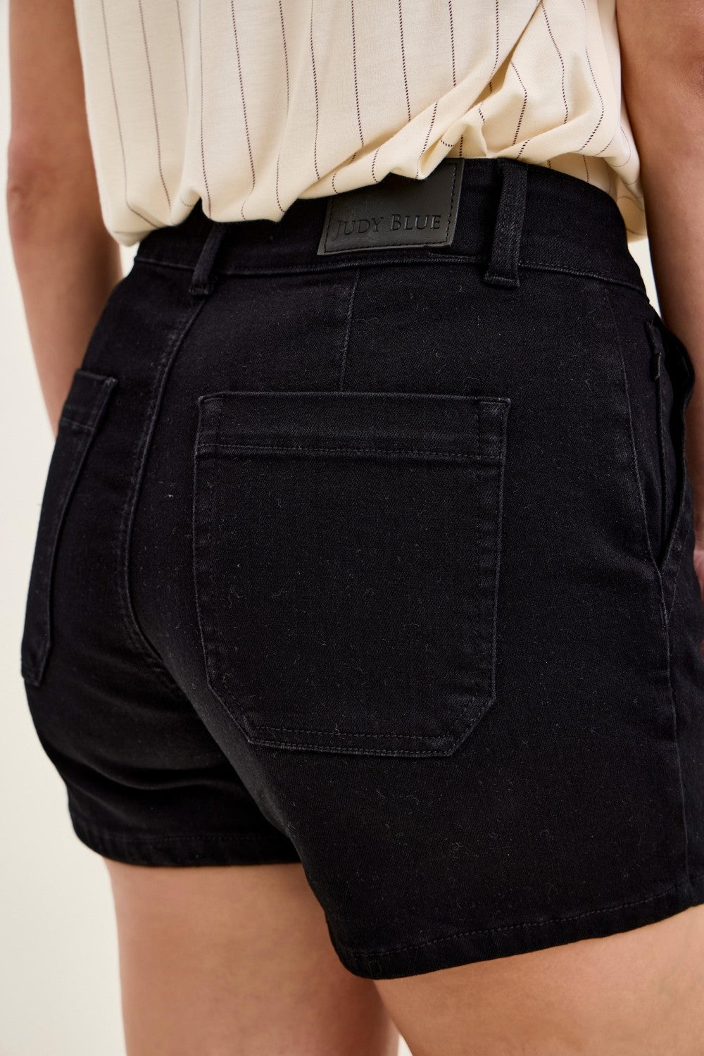 Judy Blue High-Waisted Black Denim Trouser Shorts