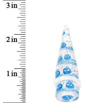 5/8 Clear Acrylic Glitter Blue Skull Confetti Taper