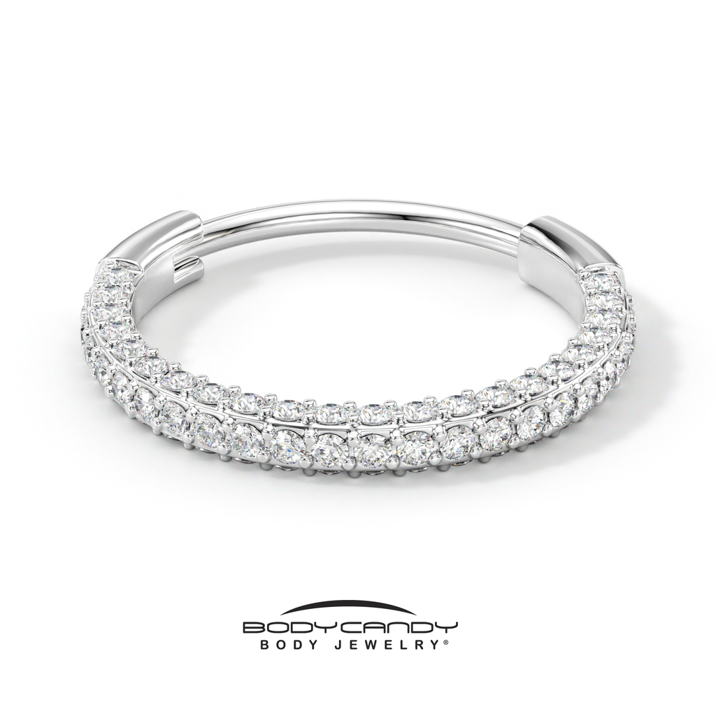 20G Implant Grade Titanium Triple Sided Micro Gem Hinged Nose Hoop