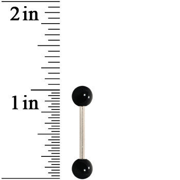 Grade 23 Solid Titanium Flat Black Acrylic Barbell Tongue Ring