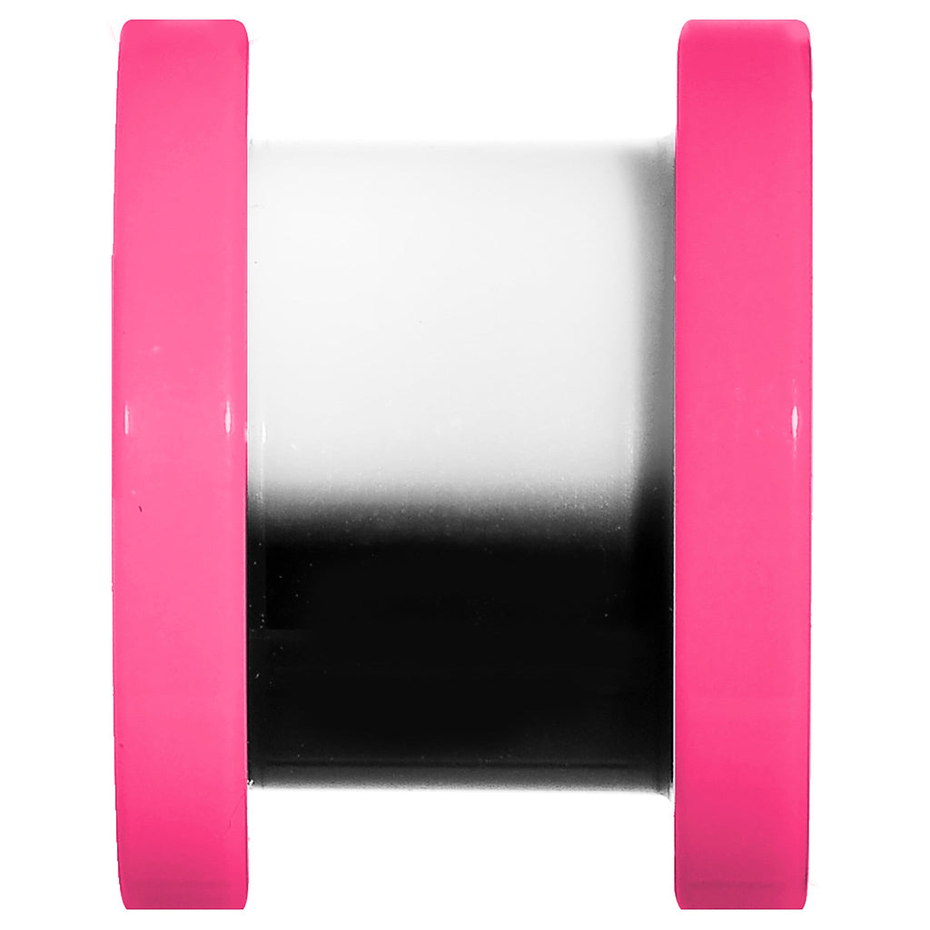 00G Pink Neon Acrylic Modern Yin Yang Screw Fit Tunnel Plug