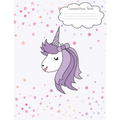 Composition Book: Unicorn Face Back To School Notebook For Girls - Purple Unicorn Face Front And Back Cover With Cute Confetti Stars And Dots - Paperback