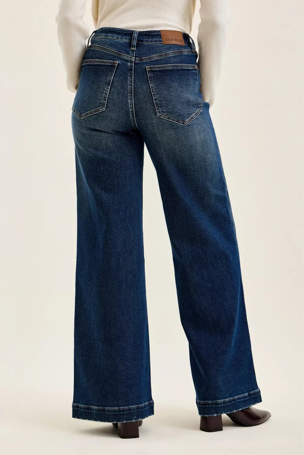 Judy Blue Lux High Waist Wide Leg Jeans in Dark Fade Indigo