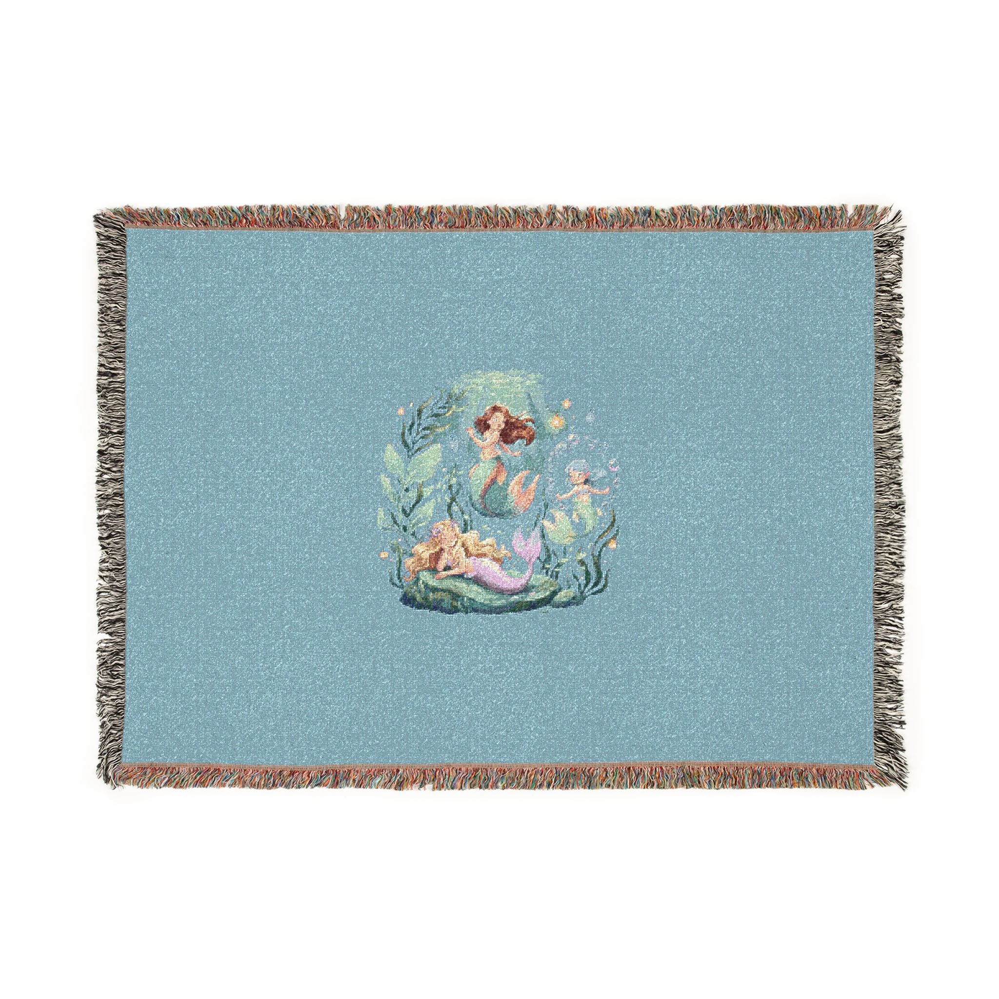 Mermaid Tapestry Woven Blanket - Coastal Nautical Throw for Beach Lovers & Ocean Décor
