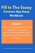 Common App Essay Workbook and Template for Prompt: Discuss an accomplishment, event, or realization - Paperback