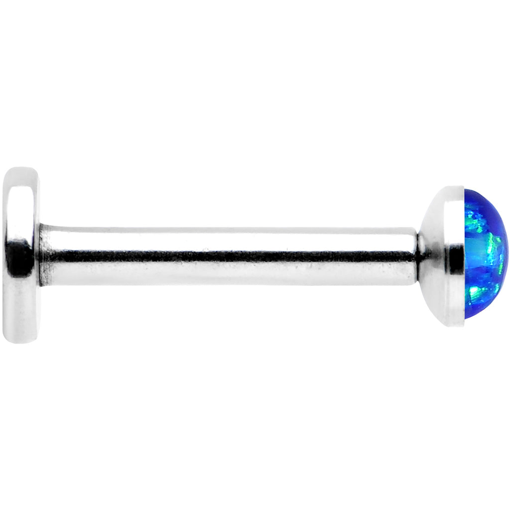 16G 5/16 Steel 3mm Synthetic Blue Opal Internal Thread Labret