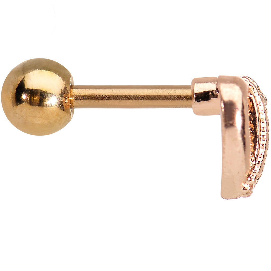 16G Rose Gold CZ Encrusted Heart Tragus Earring