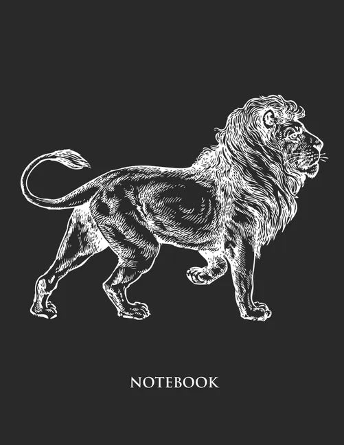 Lion Notebook: Hand Writing Notebook - Large (8.5 x 11 inches) - 110 Numbered Pages - Black Softcover - Paperback