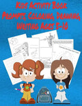 Kids Activity Book Prompts, Coloring, Drawing, Writing Ages 5-10: Children's Educational Notebook - Paperback