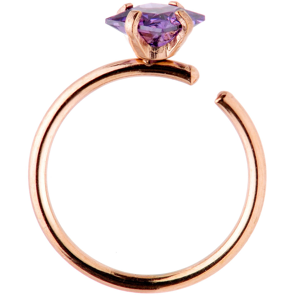 20G 5/16 Pastel Gem Rose Gold Tone Nose Hoop Set of 6