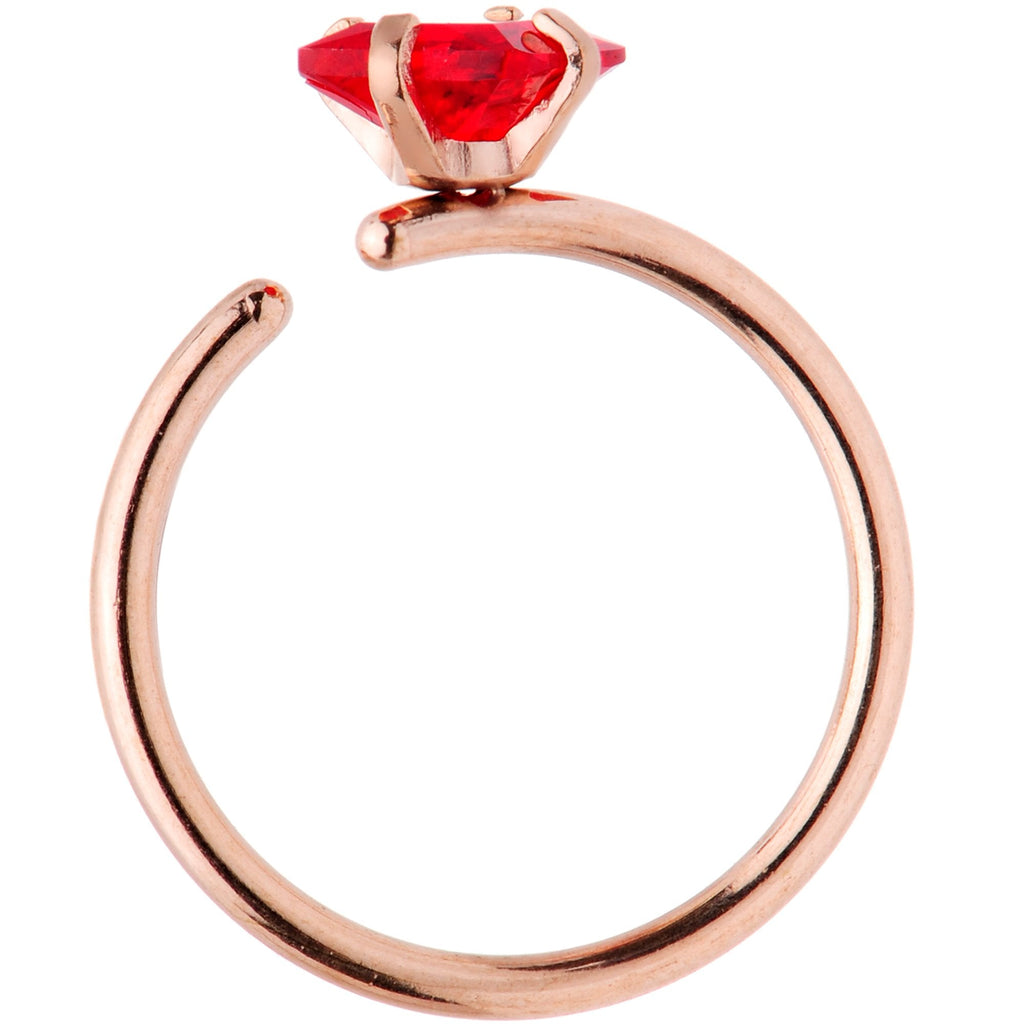 20G 5/16 Multicolor Single Gem Rose Gold Tone Nose Hoop Set of 6