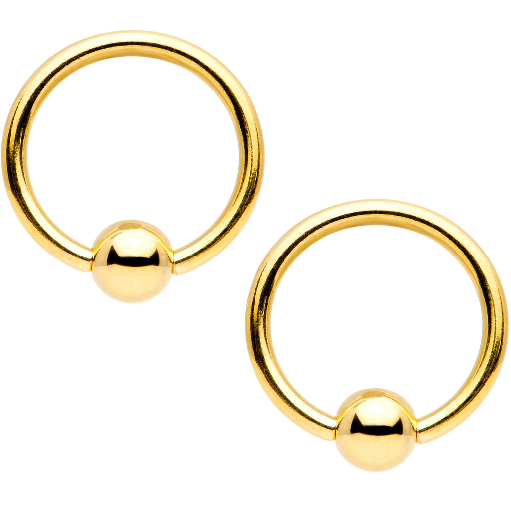 14G Clear Gem Gold Tone Squirrel BCR Barbell Nipple Ring Set of 4