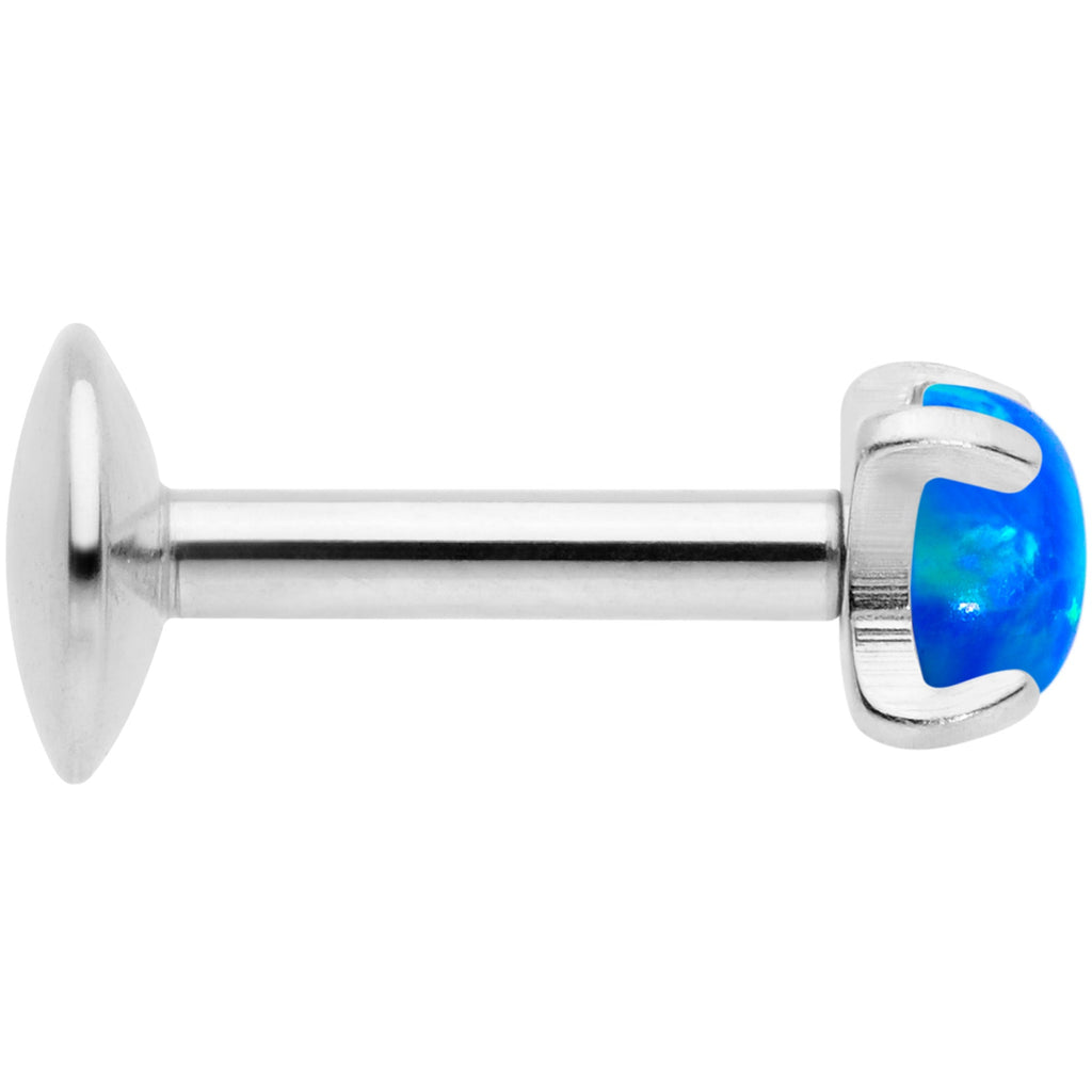16G 1/4 3mm Blue Syn Opal G23 Titanium Internal Thread Labret