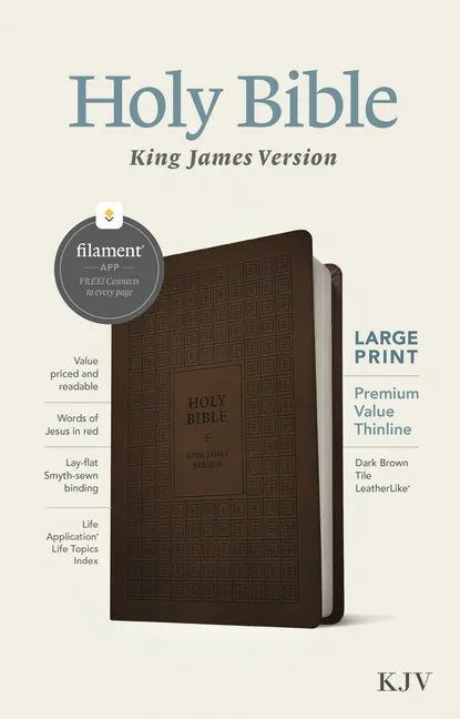 KJV Large Print Premium Value Thinline Bible, Filament Enabled (Leatherlike, Dark Brown Tile, Red Letter) - Imitation Leather