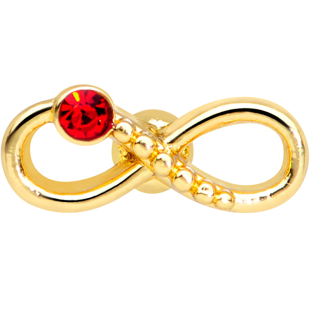 16G 1/4 Red Gem Gold Tone Inifity Love Cartilage Tragus