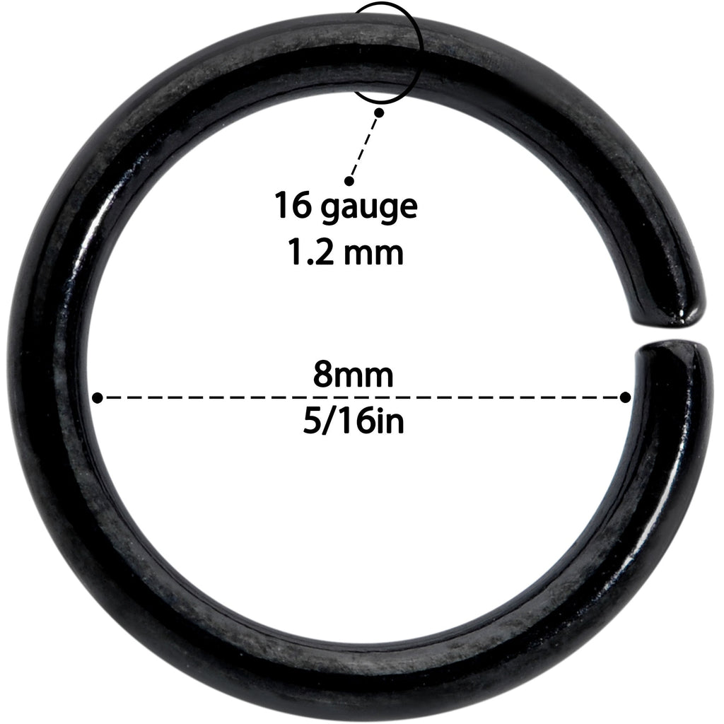 16G 5/16 Steel Black Gold Tone Seamless Cartilage Ring Set of 12