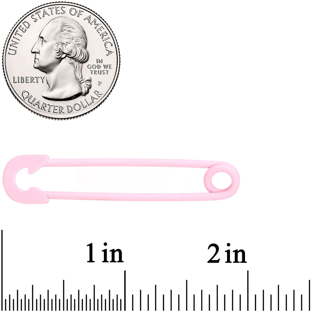 14G Pink Matte Punk Rock Safety Pin Industrial Barbell 38mm