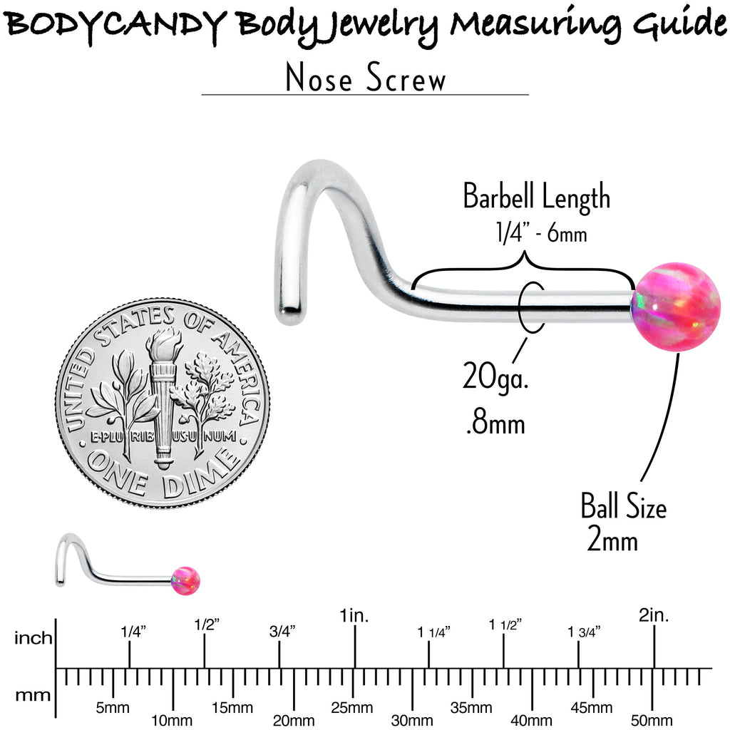 20G 1/4 Pink Synth Opal G23 Titanium Threadless Left Nose Screw