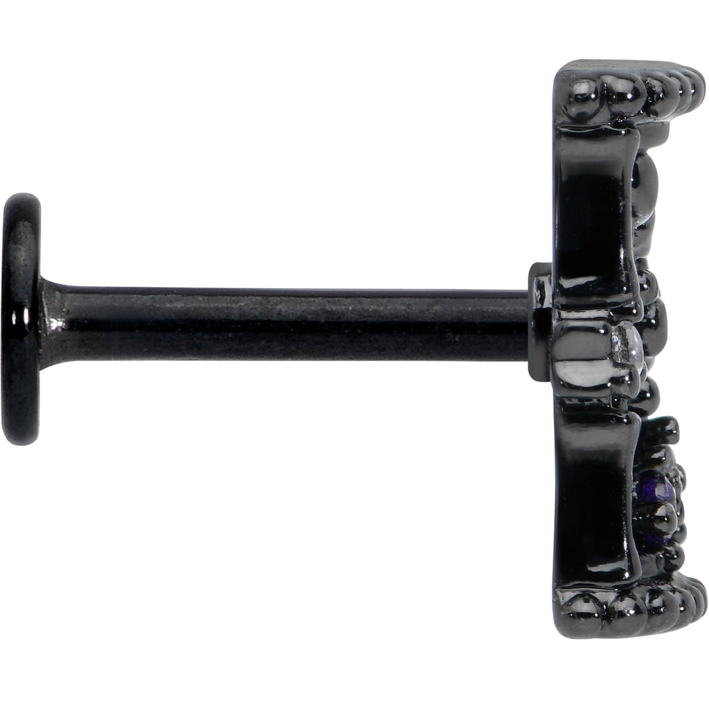 16G 5/16 Purple Gem Black Gothic Hourglass Labret Monroe Tragus