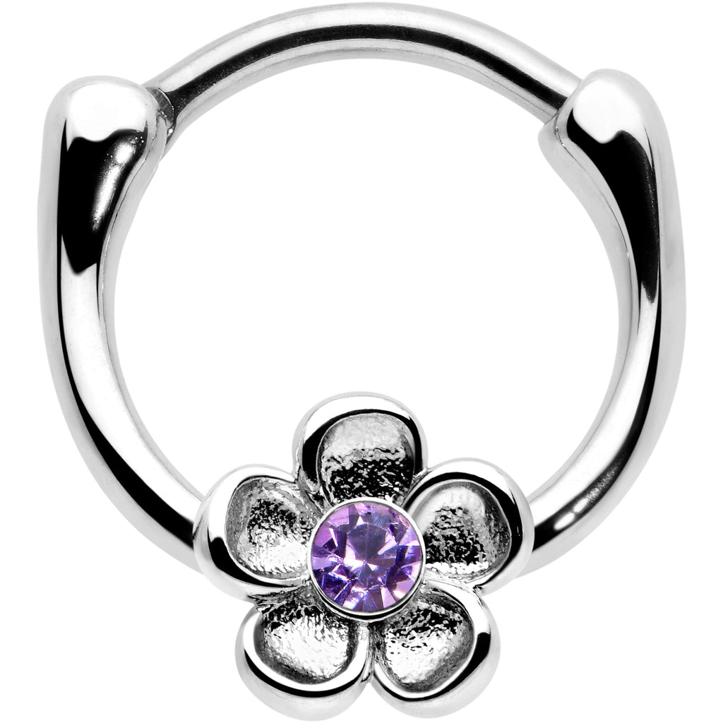 16G 5/16 Purple Gem Sweetheart Flower Cartilage Clicker