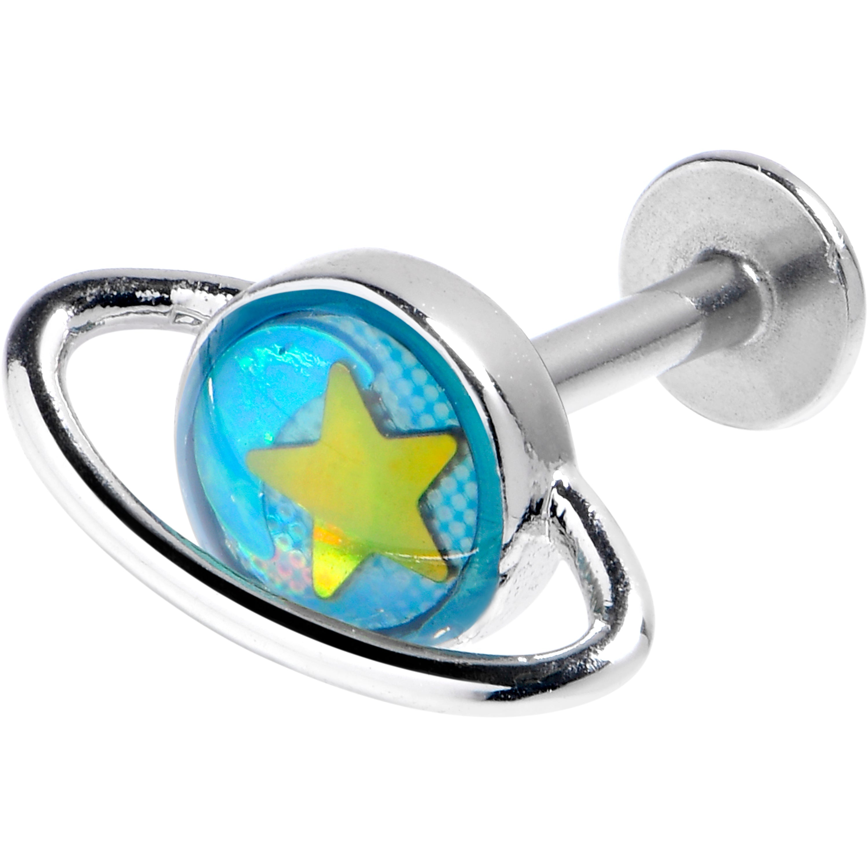 16G 1/4 Saturn Star Blue Labret