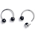 14G 9/16 Black Faux Turquoise Internally Threaded Horseshoe Nipple Ring Set