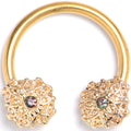 16G 3/8 Vitrail Gem Gold Tone Blossom Bloom Circular Barbell