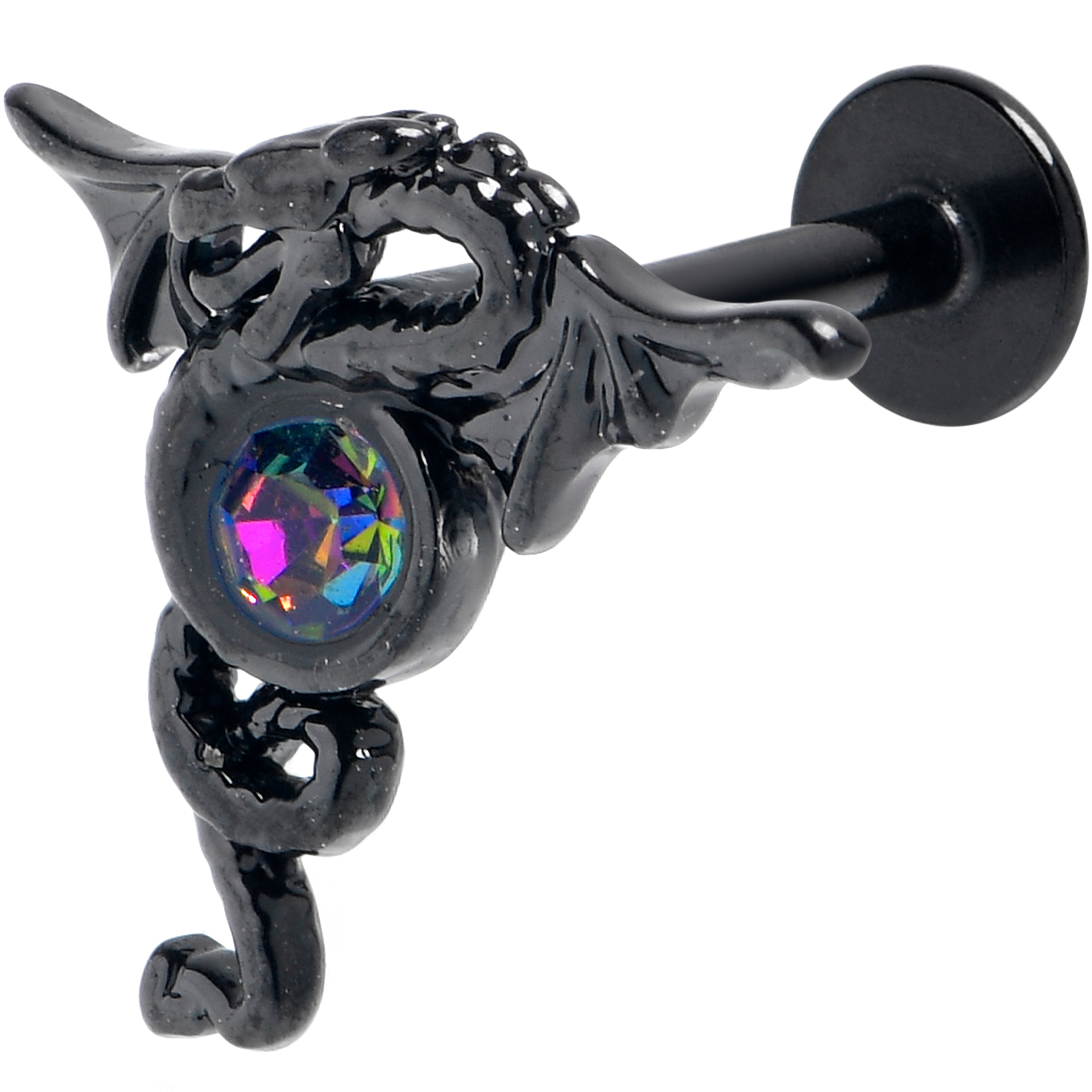 16G 5/16 Purple Tourmaline Black Majestic Dragon Labret Tragus
