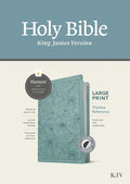 KJV Large Print Thinline Reference Bible, Filament Enabled (Leatherlike, Floral Leaf Teal, Indexed, Red Letter) - Imitation Leather