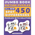 Jumbo Book Picture Puzzles: All New - Spot 450 Differences! Brain Games: How Many Differences Can You Find?: Activity Book - Paperback