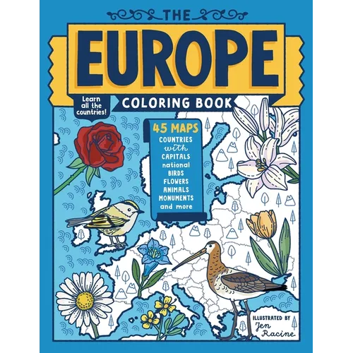 The Europe Coloring Book: 45 Maps with Capitals and National Symbols - Paperback
