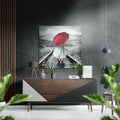 Red Umbrella Brushed Aluminium Dibond Wall Art