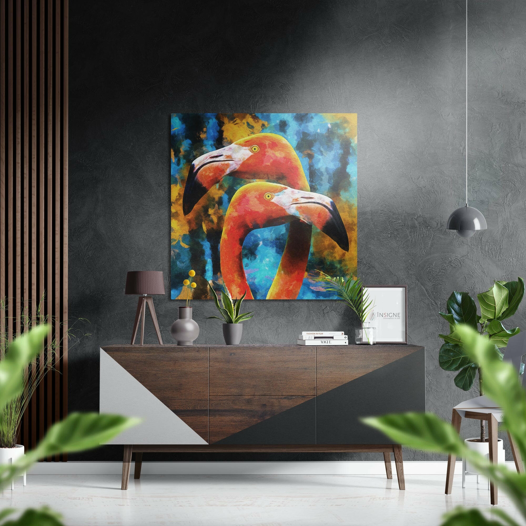 Flamingos Brushed Aluminium Dibond Wall Art