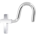Solid 14K White Gold Cross Nose Screw Ring