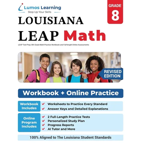 LEAP Test Prep: 8th Grade Math Practice Workbook and Full-length Online Assessments: LEAP Study Guide - Paperback