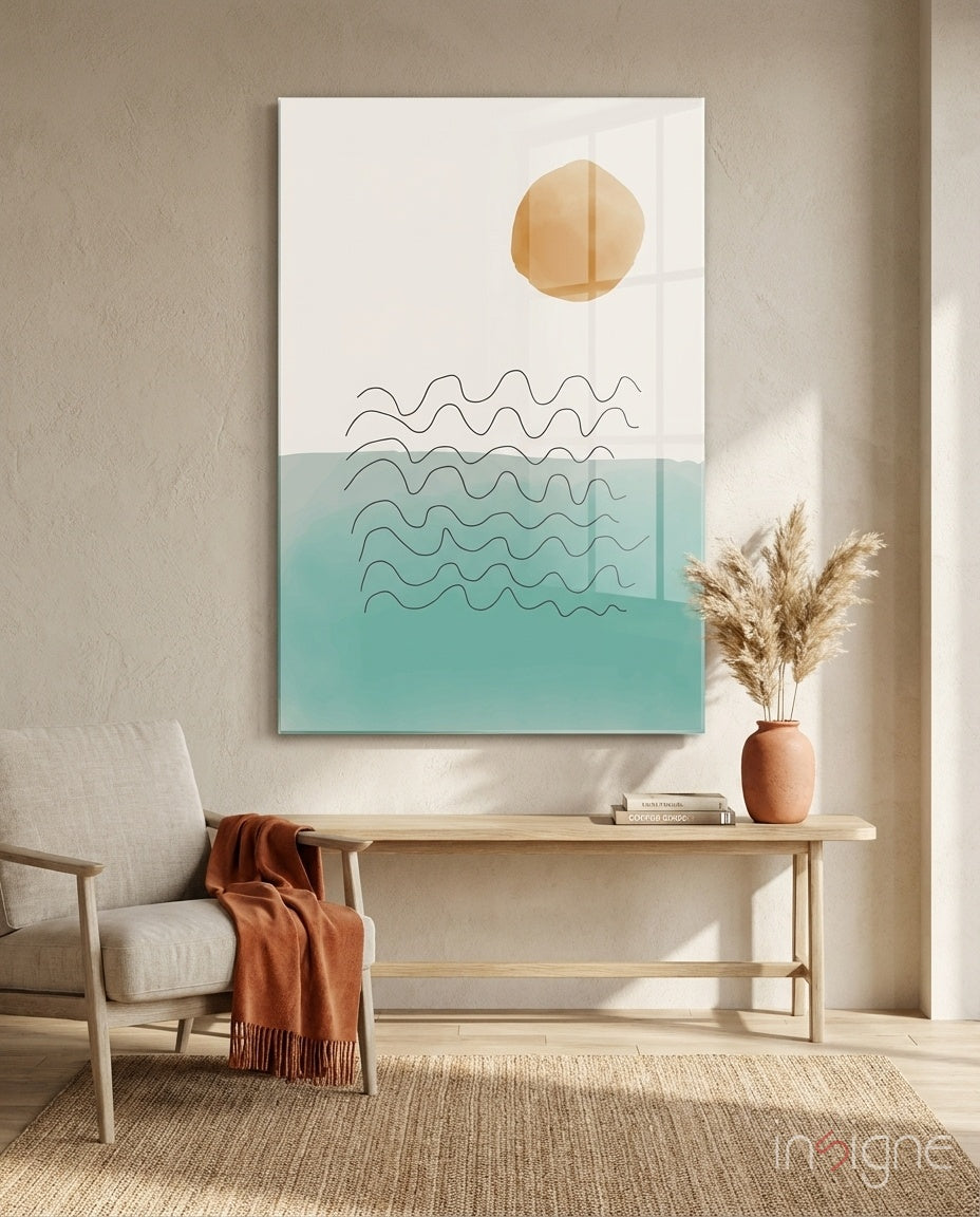 Abstract Shapes Glass Wall Art