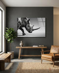 Black Rhino Glass Wall Art