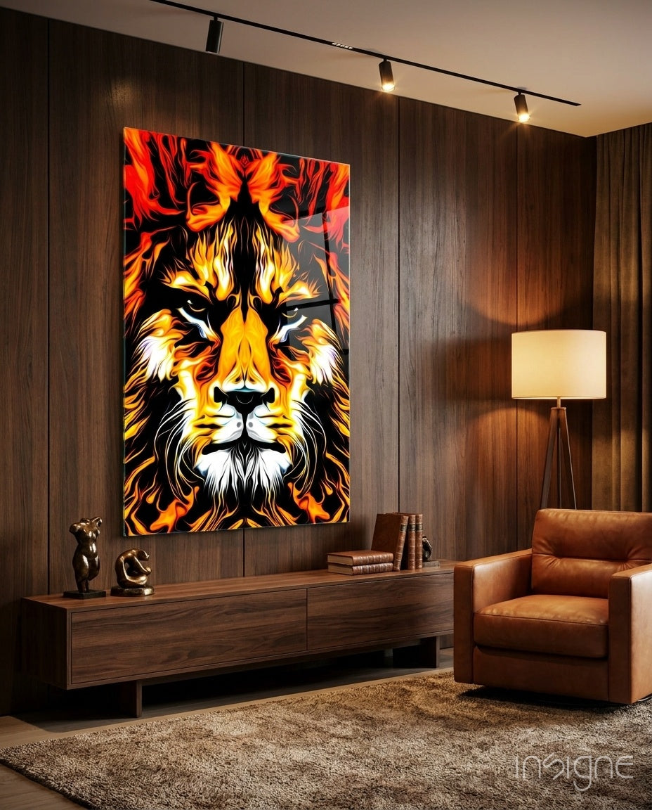 Lion Glass Wall Art