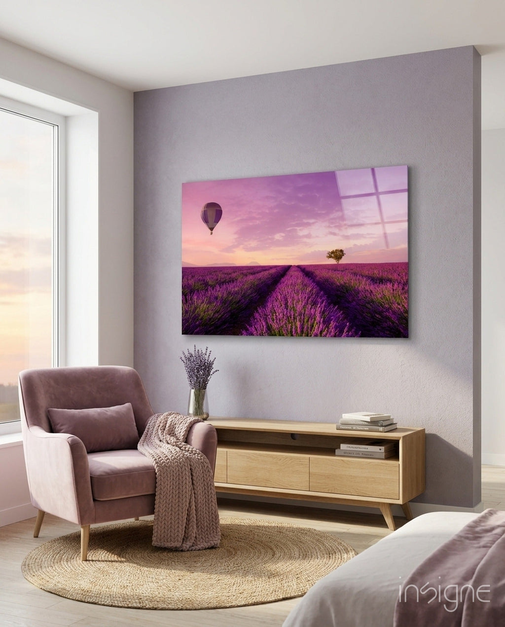 Lavender and Balloon Glass Art