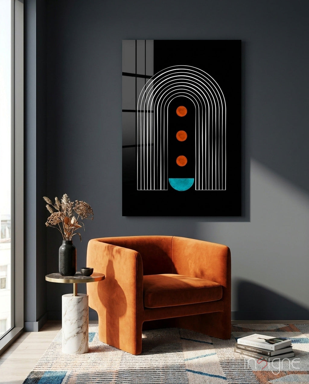 Dots Under the Rainbow Glass Wall Art