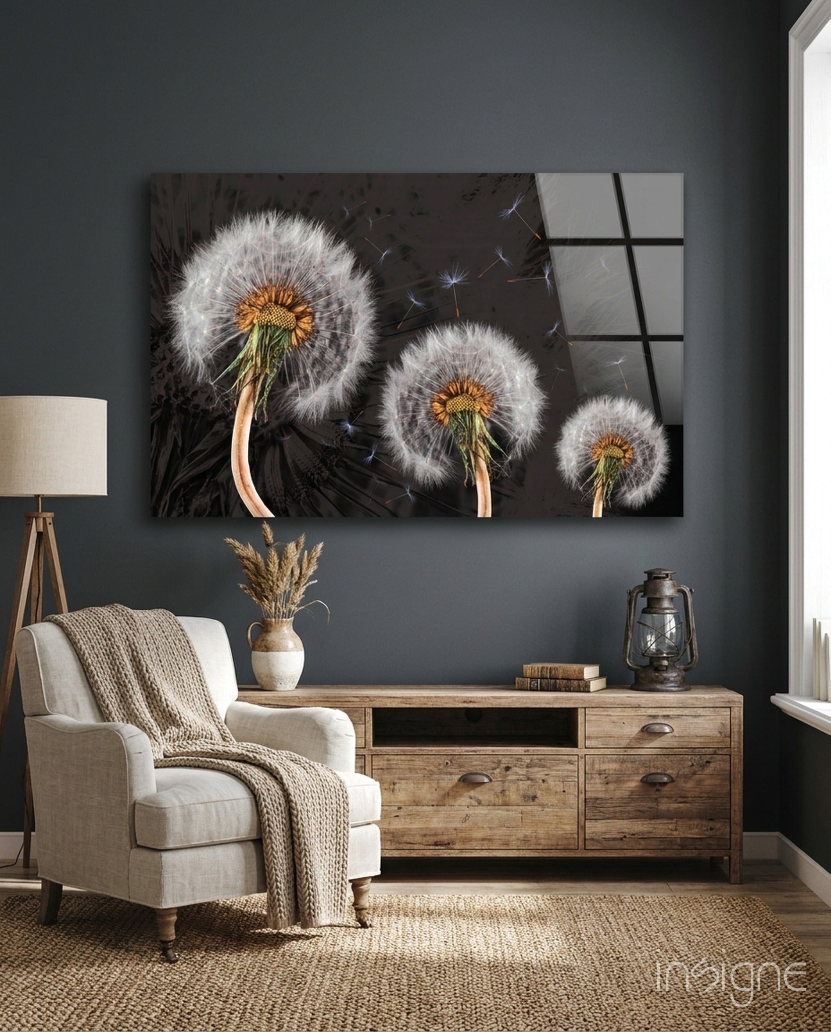 Dandelions Glass Wall Art