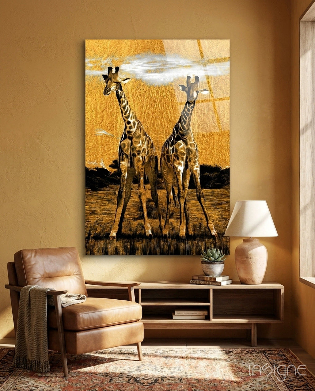 Giraffes Glass Wall Art