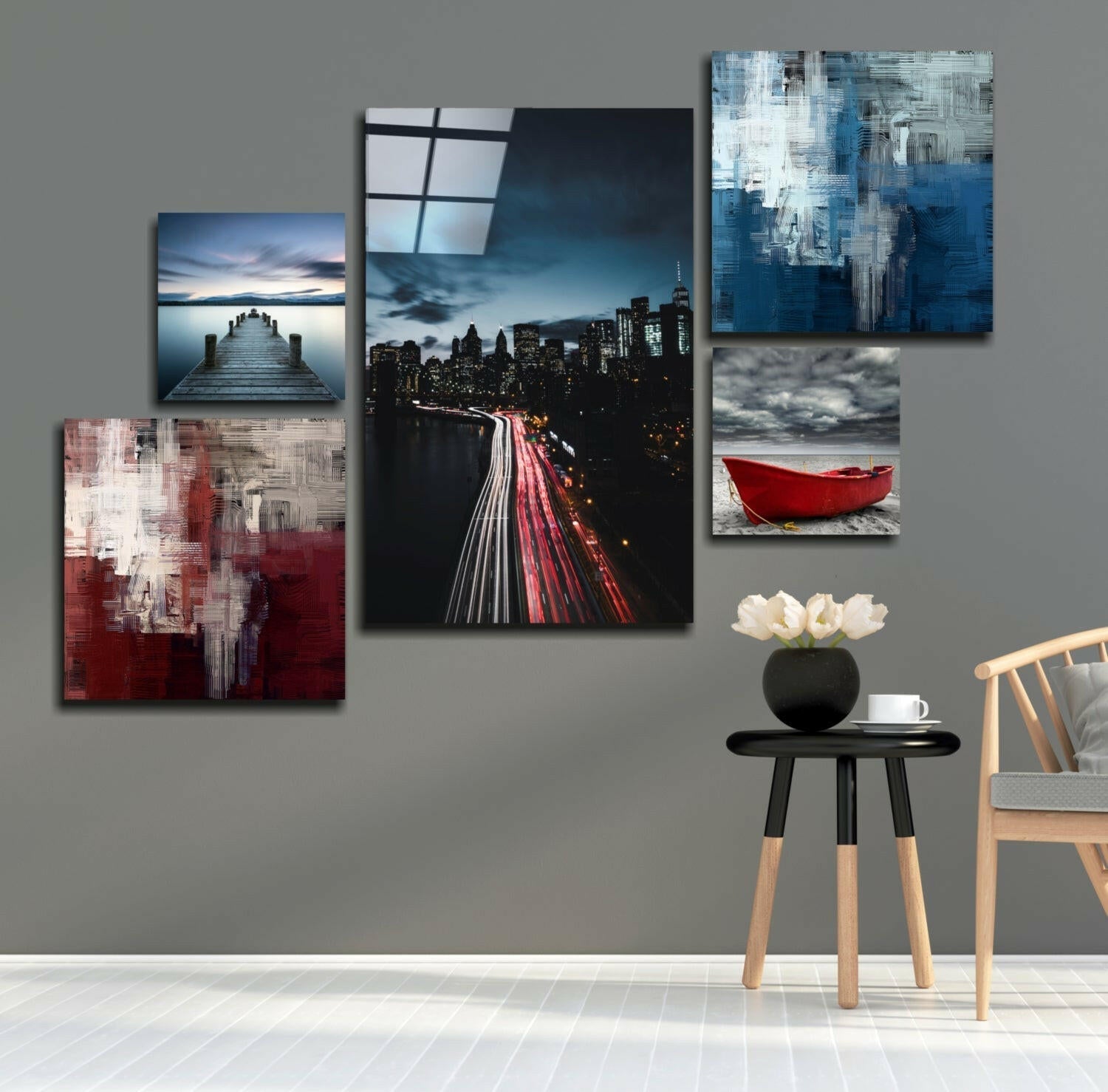 Blue Serenity Combined Glass Wall Art