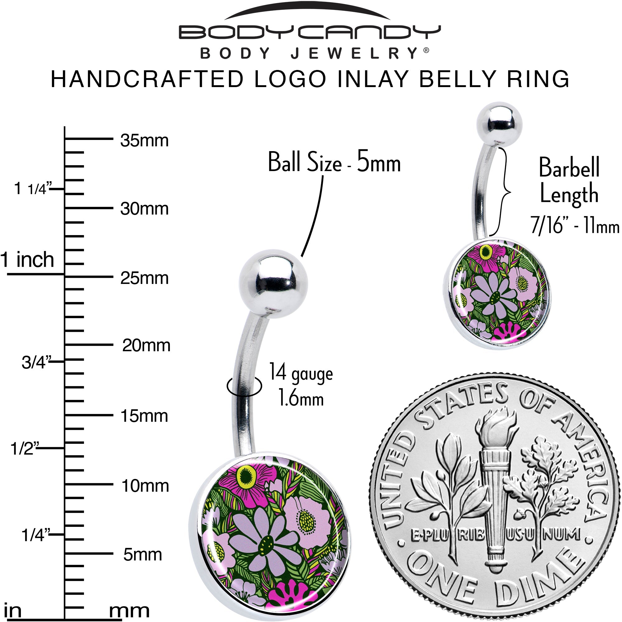 Blossom Creation Paradise of Pink Flowers Belly Ring by Onyx O