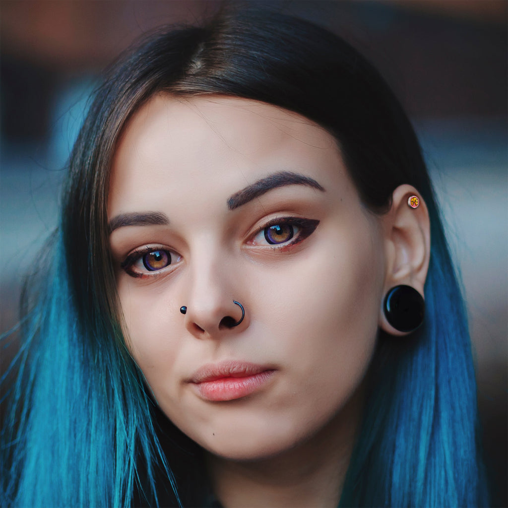 16G 1/4 Quaso Croissant Cartilage Tragus Earring by Onyx O