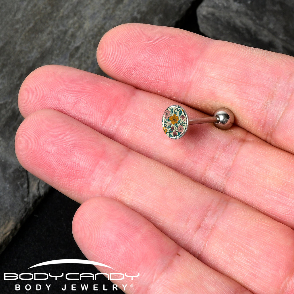 Blossom Creation Wildflower Flowers Barbell Tongue Ring by Onyx O
