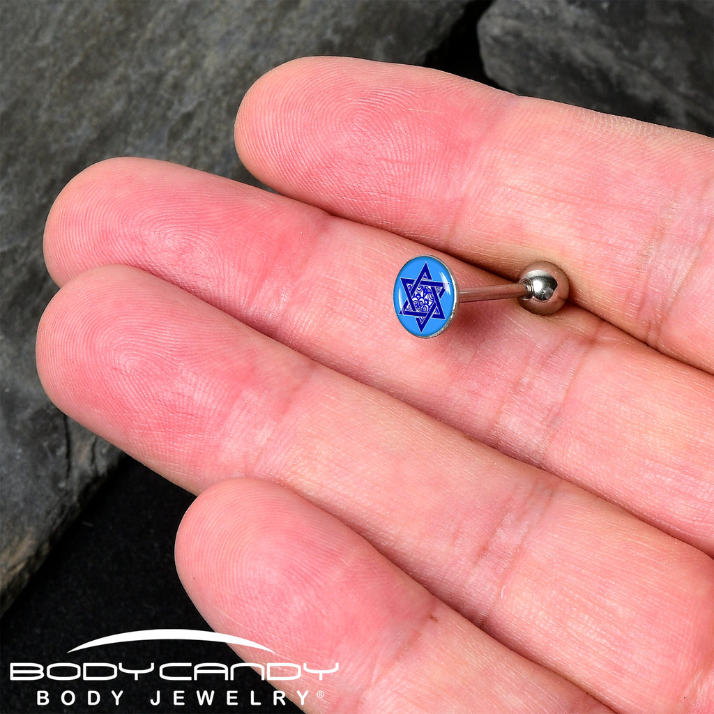 Floral Star of David Barbell Tongue Ring by Onyx O