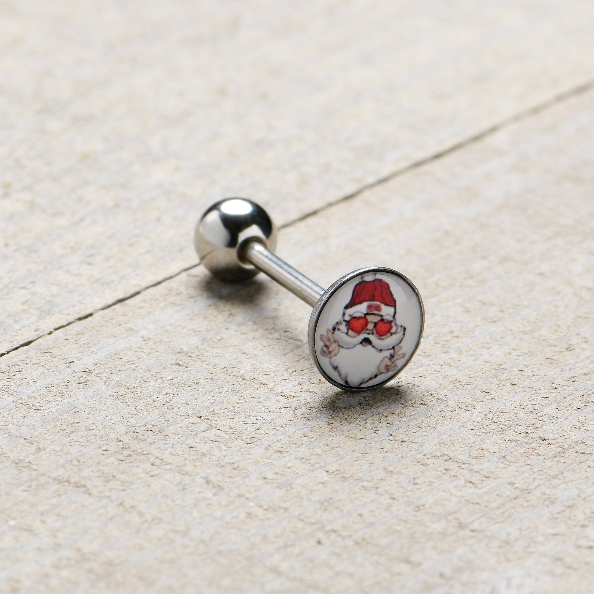 Christmas Peace Love Santa Barbell Tongue Ring by Onyx O