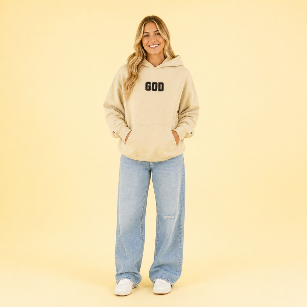 Embroidered GOD Cross Hoodie